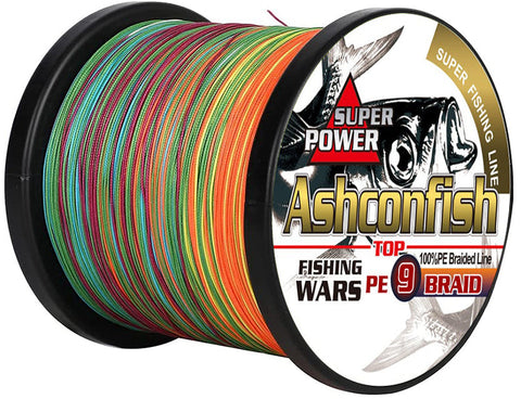 Ashconfish 9 braided fishing line round braid rainbow