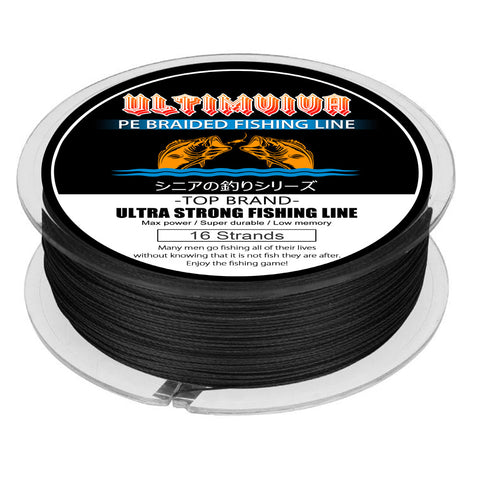 wholesale 16 carrier hollow-core braided fishing line bulk sales black