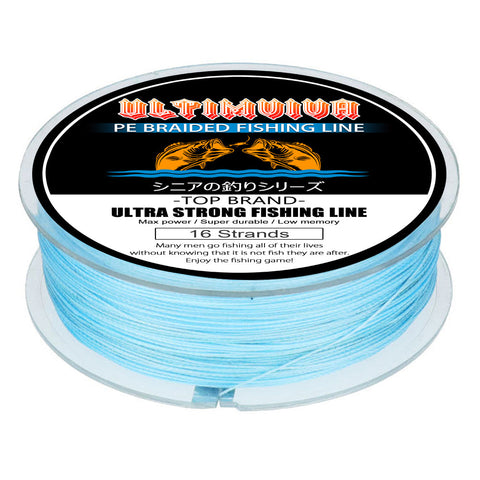 wholesale 16 carrier hollow-core braided fishing line bulk sales blue