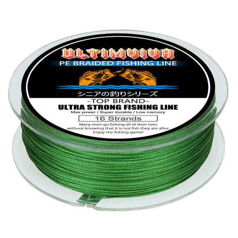 wholesale 16 carrier hollow-core braided fishing line bulk sales moss green